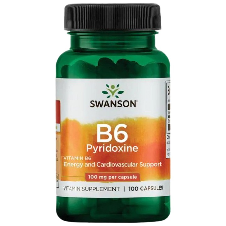 Étrend-kiegészítő SWANSON B6-vitamin 100 mg / Piridoxin, 100 kapszula