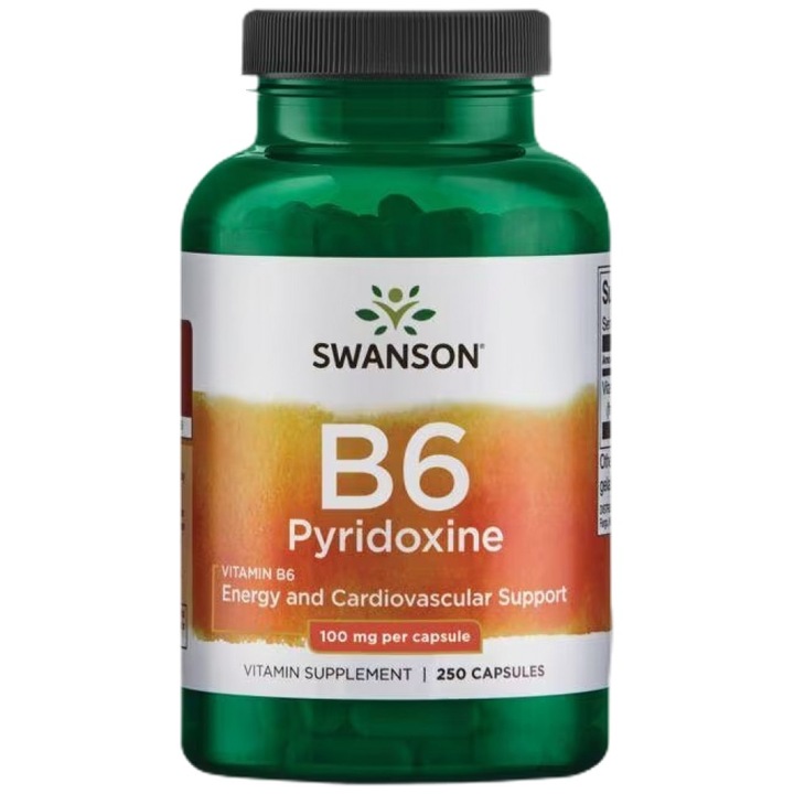 Хранителна добавка SWANSON Vitamin B6 100 mg / Pyridoxine, 250 капсули