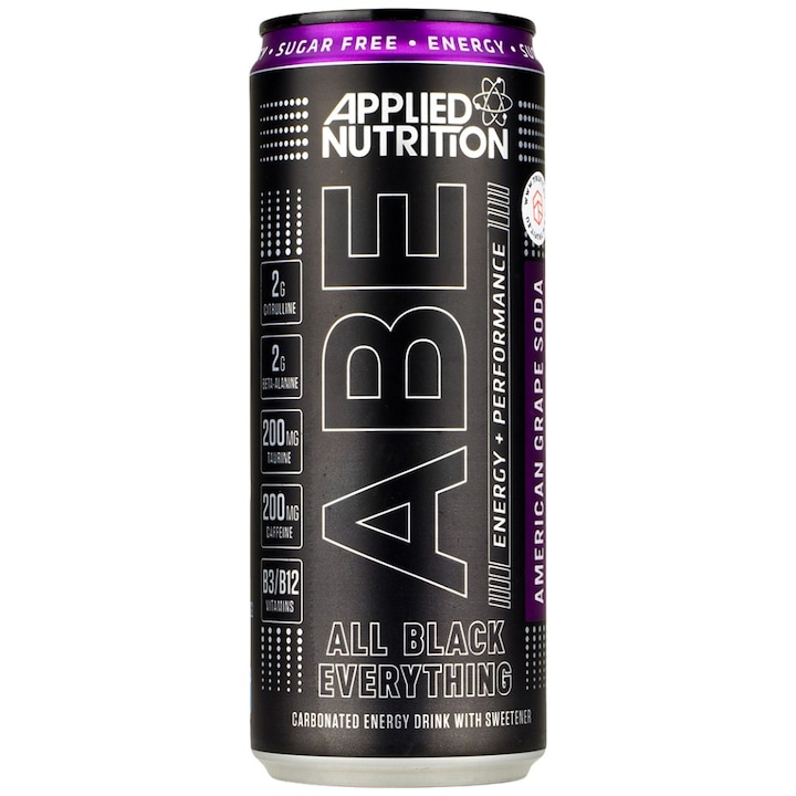 Хранителна добавка Applied Nutrition ABE Energy plus Performance All Black Everything Ready-To-Drink, Енергийна напитка, 330 мл