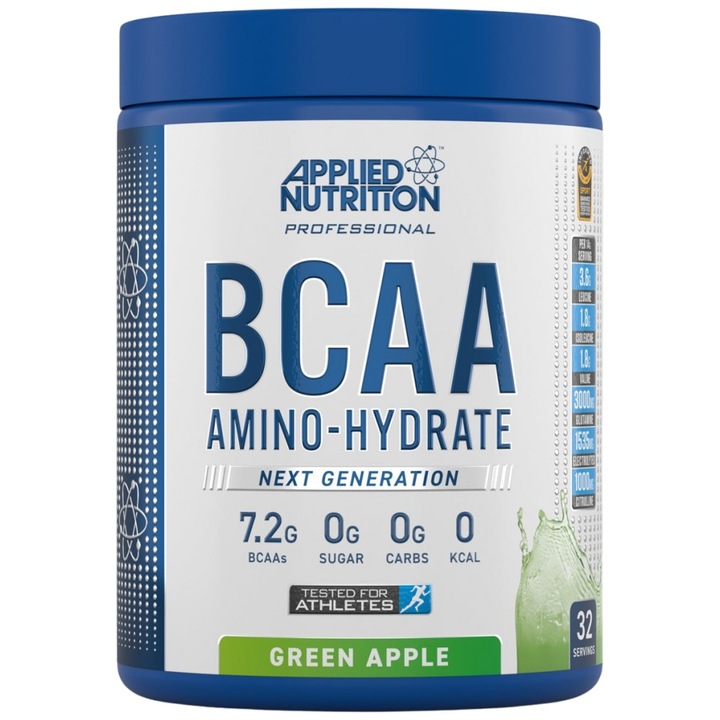 Хранителна добавка Applied Nutrition BCAA Amino-Hydrate Next Generation, Зелена ябълка, 450 грама