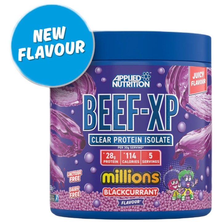 Хранителна добавка Applied Nutrition Beef-XP Clear Hydrolyzed Beef Protein, Касис, 150 грама