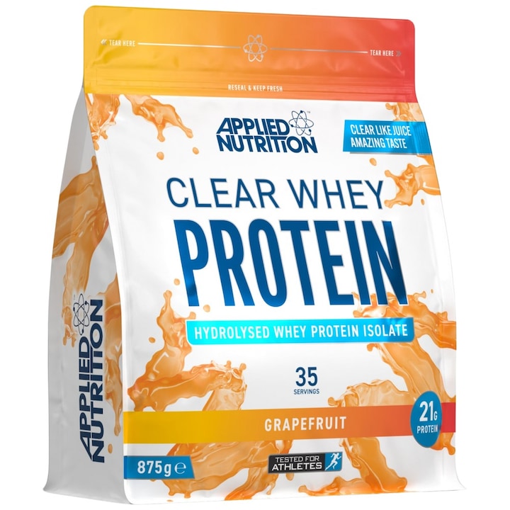 Хранителна добавка Applied Nutrition Clear Whey Protein Hydrolyzed Whey Protein Isolate, Грейпфрут, 875 грама