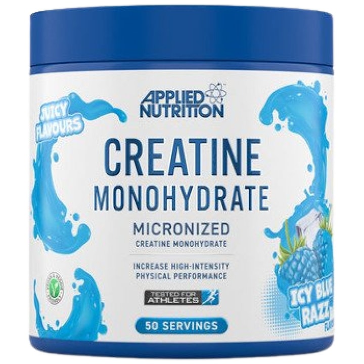 Хранителна добавка Applied Nutrition Creatine Monohydrate Micronized Flavored, Синя малина, 250 грама