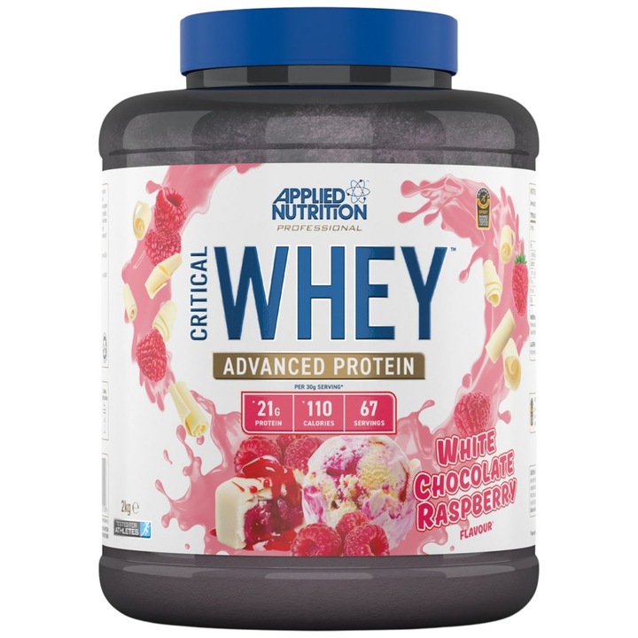 Хранителна добавка Applied Nutrition Critical Whey Advanced Protein Blend, Бял шоколад с малини, 2000 грама