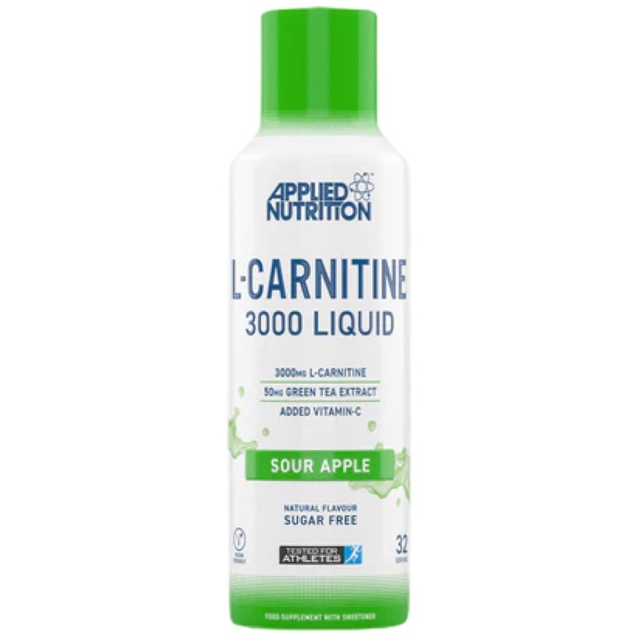 Supliment alimentar Applied Nutrition L-Carnitine Liquid 3000 cu ceai verde, mere, 480 ml