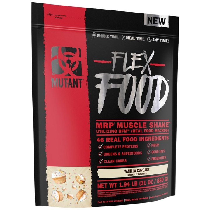 Supliment alimentar, Mutant, Flex Food MRP Muscle Shake, Vanilie, 880 grame