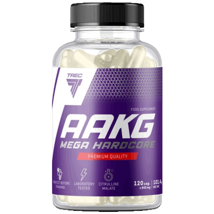Хранителна добавка Trec Nutrition AAKG Mega Hardcore with Citrulline Malate, 120 капсули