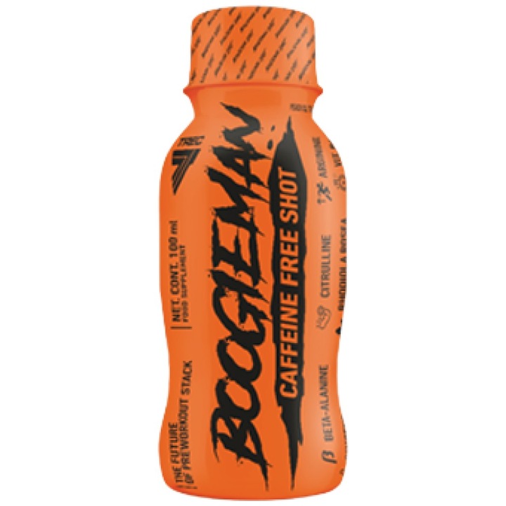 Supliment alimentar, Trec Nutrition, Boogieman Shot Pre-antrenament fara cafeina, ceai cu gheata de piersici, 100 ml