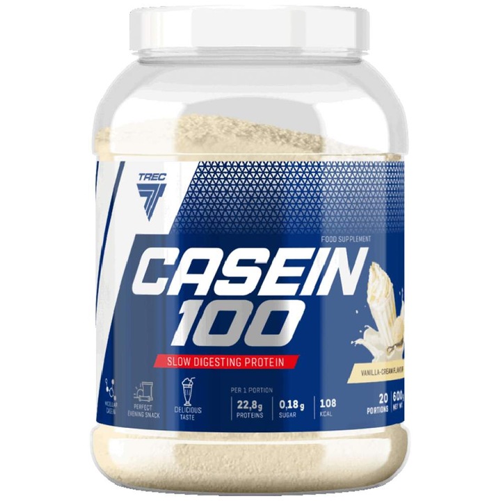 Хранителна добавка Trec Nutrition Casein 100 Slow Digesting Protein, Ванилия, 1800 грама