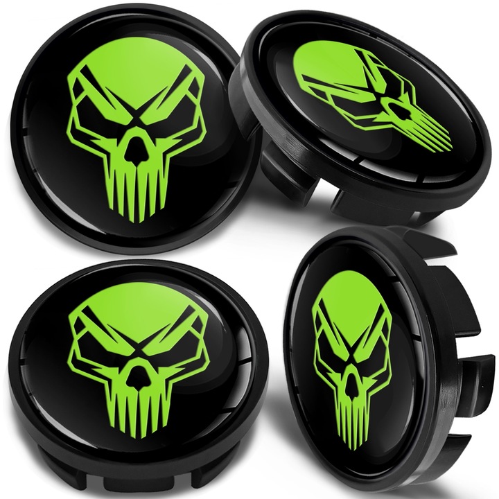 SkinoEu Wheel Cap Kit 65mm kompatibilis VW/Skoda könnyűfém keréktárcsákkal 3B7601171 / 6U7601171 Skull CV 39 4db