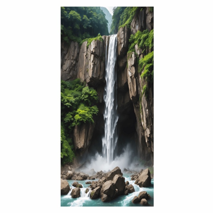 Autocolant pentru frigider, Comando Home Craft, Autoadeziv, Rezistent la Umiditate, Schimbari de Temperatura, Autoadeziv, Model Nature Waterfall