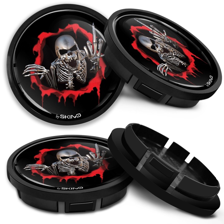 SkinoEu keréksapka készlet 66mm VW/Volkswagen könnyűfém keréktárcsával kompatibilis 5G0601171 Skull CR 20 4db