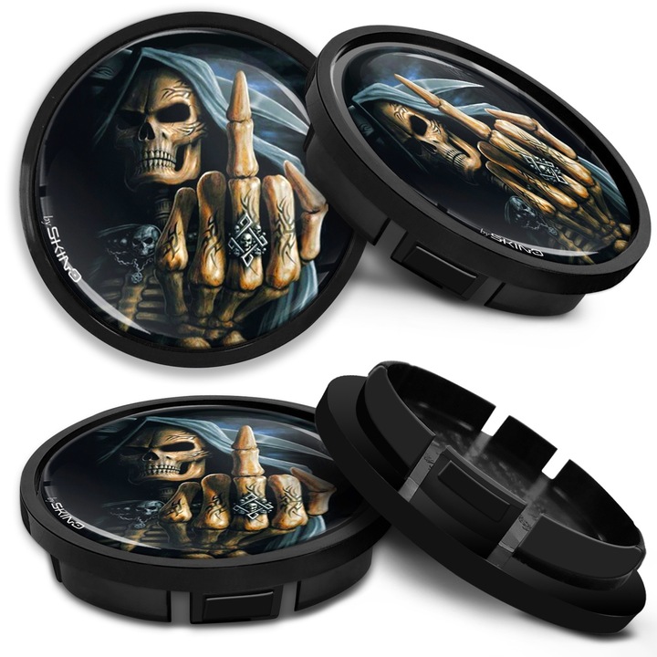 SkinoEu keréksapka készlet 66mm VW/Volkswagen könnyűfém keréktárcsákkal kompatibilis 5G0601171 Skull CR 25 4db