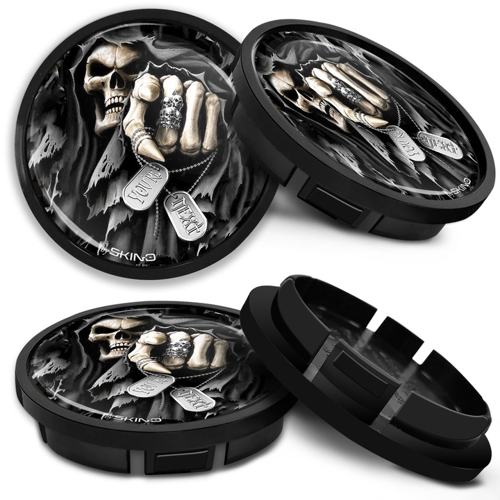 SkinoEu keréksapka készlet 66mm VW/Volkswagen könnyűfém keréktárcsákkal kompatibilis 5G0601171 Skull CR 33 4db