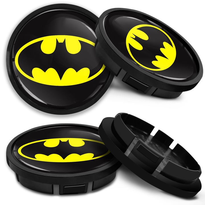 Set 4 Capace Roti SkinoEu 66 mm, Compatibile cu VW / Volkswagen, Model 5G0601171, Fabricate in Bulgaria, pentru Jante Aliaj, Culoare Neagra Batman CR 39 X