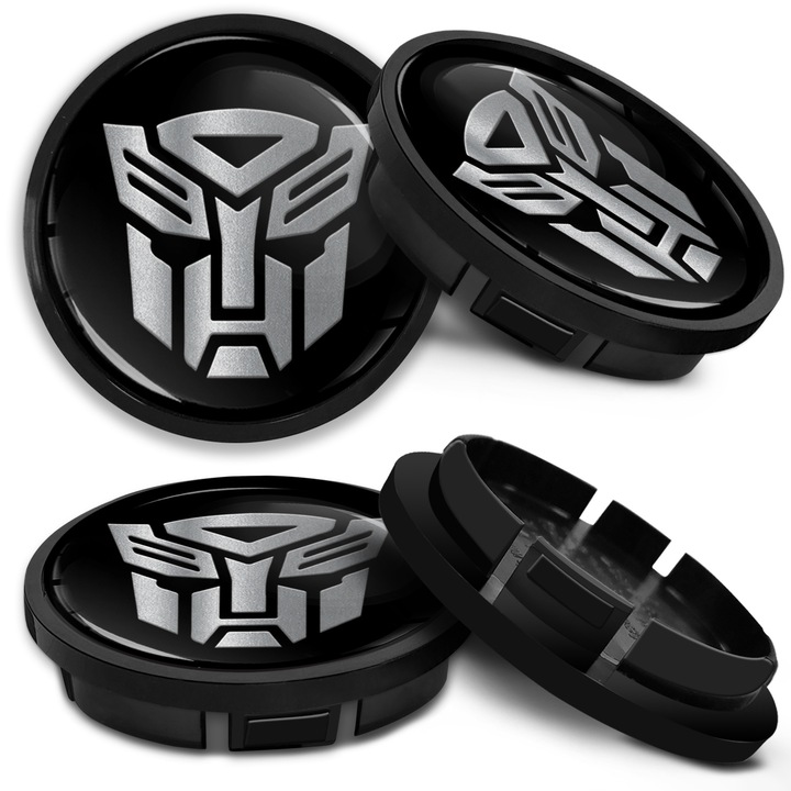 Set 4 Capace Roti SkinoEu 66 mm, Compatibile cu VW / Volkswagen, Model 5G0601171, Fabricate in Bulgaria, pentru Jante Aliaj, Culoare Neagra Transformers Robot CR 50 X
