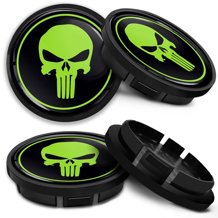 SkinoEu keréksapka készlet 66mm VW/Volkswagen könnyűfém keréktárcsákkal kompatibilis 5G0601171 Skull CR 55 4db
