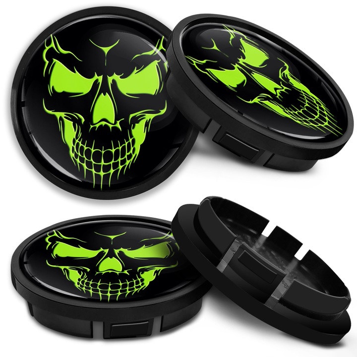 SkinoEu keréksapka készlet, 66mm, VW/Volkswagen könnyűfém keréktárcsákkal kompatibilis 5G0601171 Skull CR 59 4db