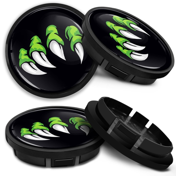 SkinoEu felnikupak készlet 66mm VW/Volkswagen könnyűfém keréktárcsákkal kompatibilis 5G0601171 zöld/fekete CR 60 4db