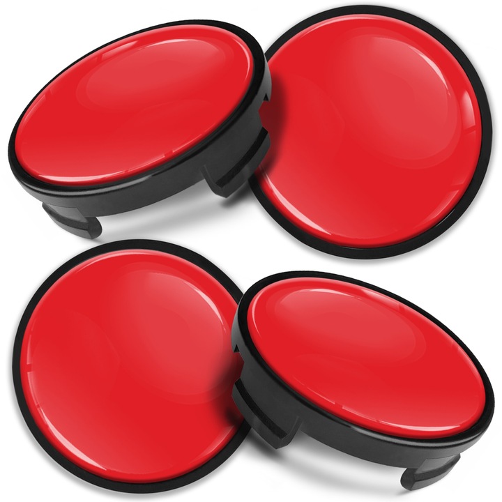 Комплект капачки за джанти SkinoEu, 54 мм, съвместими с алуминиеви джанти за FORD, 6M-21-1003 AA / 6M-21-1003 BA, Червен/черен, CF 5, 4бр