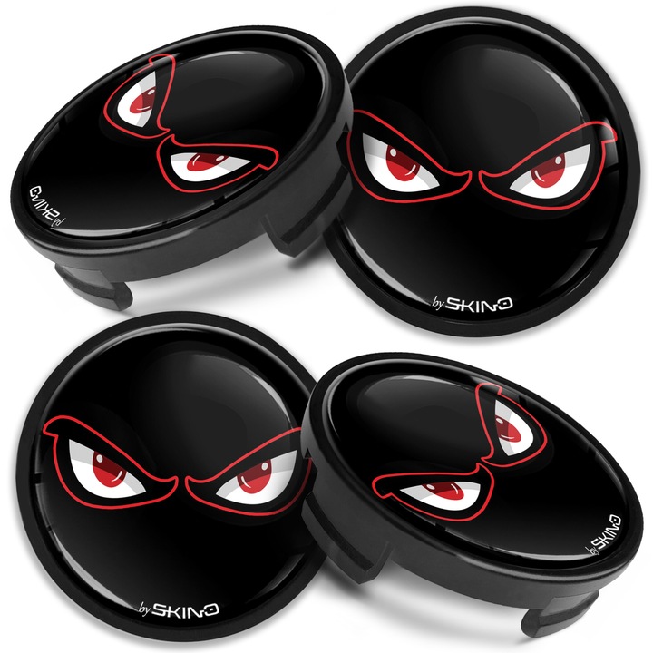 Комплект капачки за джанти SkinoEu, 54 мм, съвместими с алуминиеви джанти за FORD, 6M-21-1003 AA / 6M-21-1003 BA, Черно, CF 6, 4бр