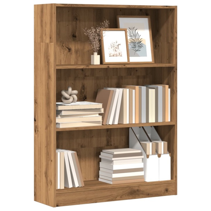 Gossi biblioteca, stejar artizanal, 80x24x109 cm, lemn prelucrat