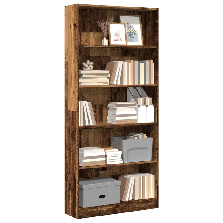 Gossi biblioteca, lemn vechi, 80x24x176 cm, lemn prelucrat