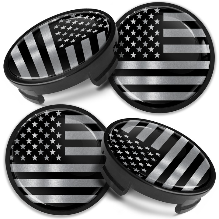 Комплект капачки за джанти SkinoEu, 54 мм, съвместими с алуминиеви джанти за FORD, 6M-21-1003 AA / 6M-21-1003 BA, Флаг на САЩ, CF 13, 4бр