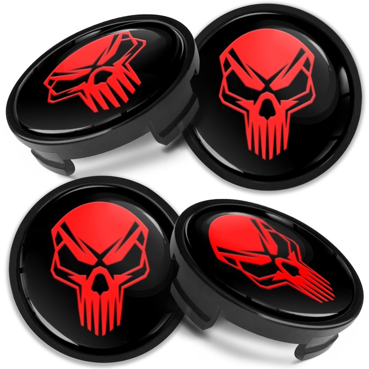 Комплект капачки за джанти SkinoEu, 54 мм, съвместими с алуминиеви джанти за FORD, 6M-21-1003 AA / 6M-21-1003 BA, Череп, CF 21, 4бр