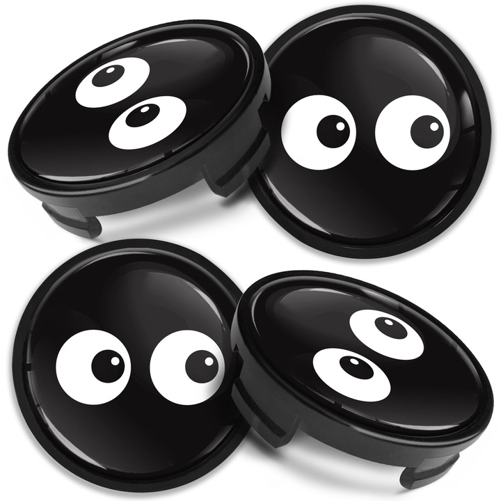 Set capace roti, SkinoEu 54mm compatibile cu jantele din aliaj FORD 6M-21-1003 AA / 6M-21-1003 BA Negru/Alb CF 28 4buc