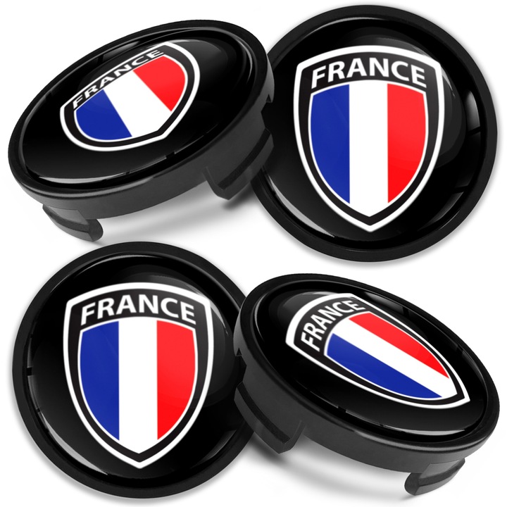 Комплект капачки за джанти SkinoEu, 54 мм, съвместими с алуминиеви джанти за FORD, 6M-21-1003 AA / 6M-21-1003 BA, Френски флаг, CF 31, 4бр