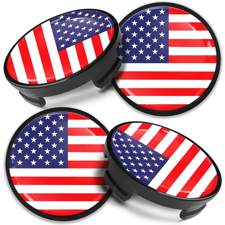 Комплект капачки за джанти SkinoEu, 54 мм, съвместими с алуминиеви джанти за FORD, 6M-21-1003 AA / 6M-21-1003 BA, Флаг на САЩ, CF 49, 4бр