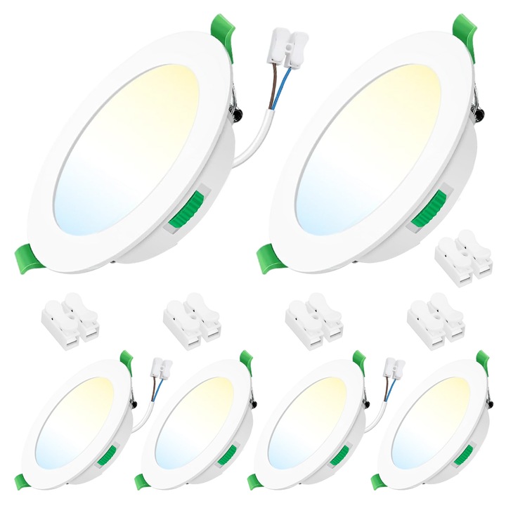 LED спотове, Димируеми, 5W, Регулируема цветна температура, IP44, 29,1x94,5 mm, Вградени, Комплект от 6