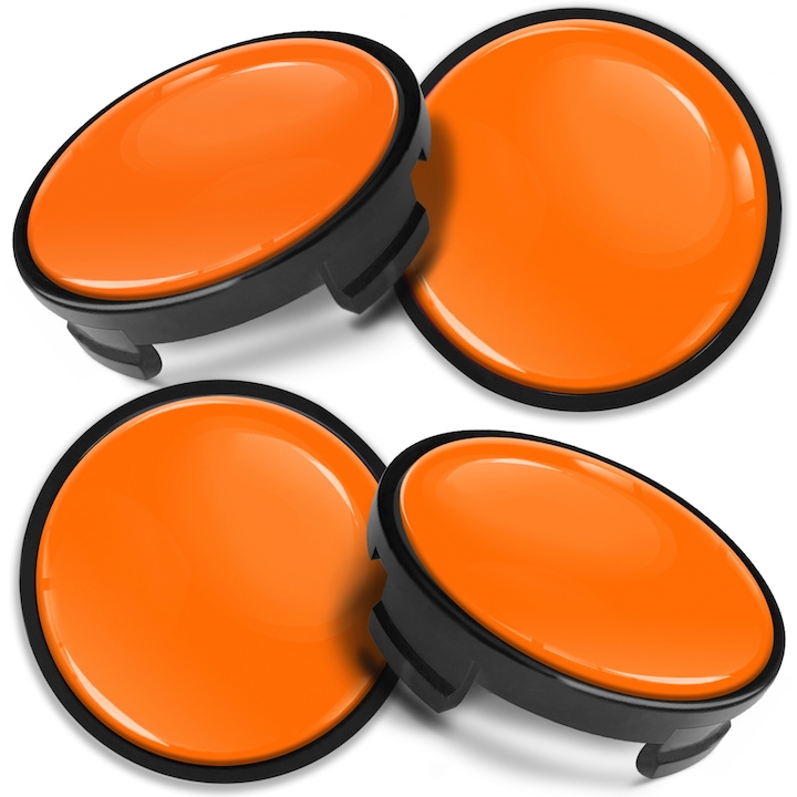 Комплект капачки за джанти SkinoEu, 54 мм, съвместими с алуминиеви джанти за FORD, 6M-21-1003 AA / 6M-21-1003 BA, Оранжево/черно, CF 54, 4бр