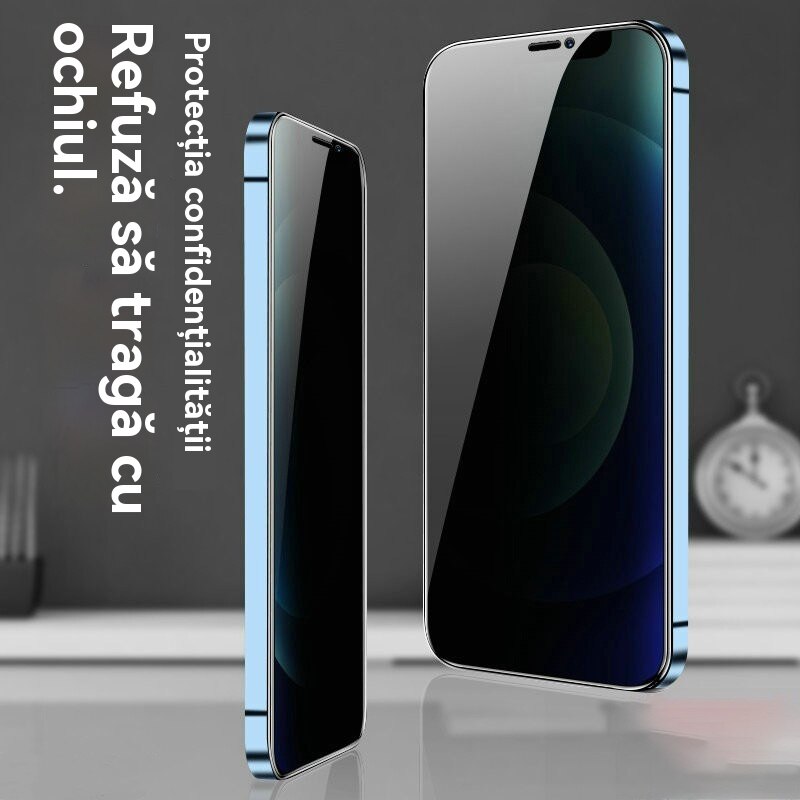 Folie sticla privacy, durabil, anti-amprenta, pentru iphone 15 pro max, usor de instalat, oleofobic, clar, sensibilitate ridicata, 3D, anti-zgarieturi, rezistent la uzura