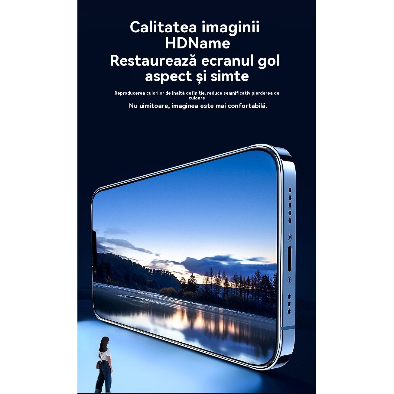 Folie sticla privacy, durabil, anti-amprenta, pentru iphone 15 pro max, usor de instalat, oleofobic, clar, sensibilitate ridicata, 3D, anti-zgarieturi, rezistent la uzura