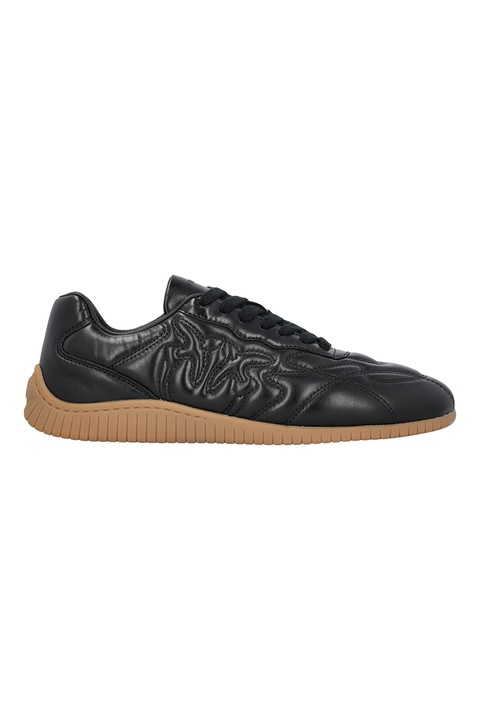 Pinko, Pantofi sport de piele cu cusaturi decorative, Negru, 40