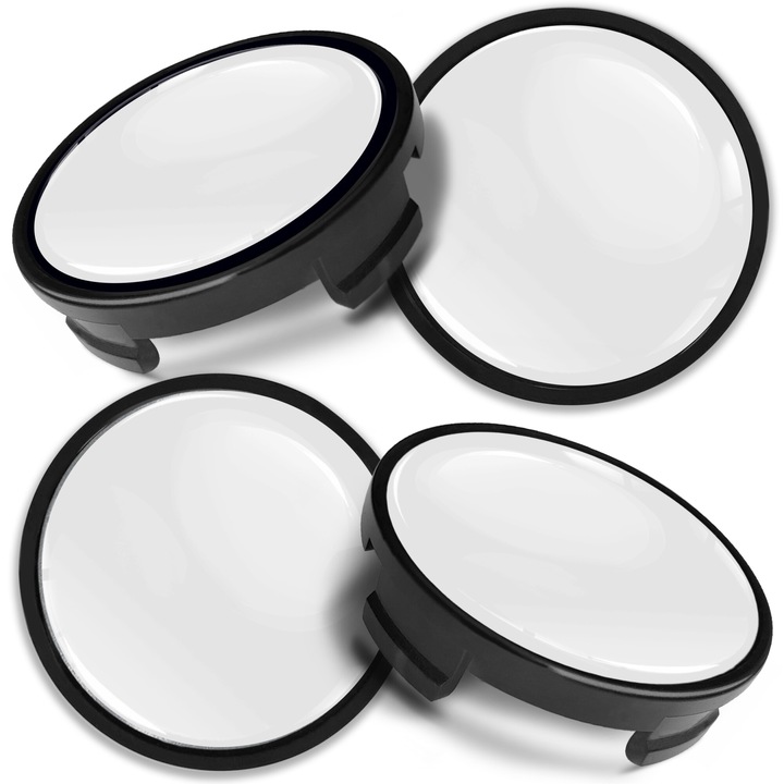 Комплект капачки за джанти SkinoEu, 54 мм, съвместими с алуминиеви джанти за FORD, 6M-21-1003 AA / 6M-21-1003 BA, Бяло/черно, CF 61, 4бр