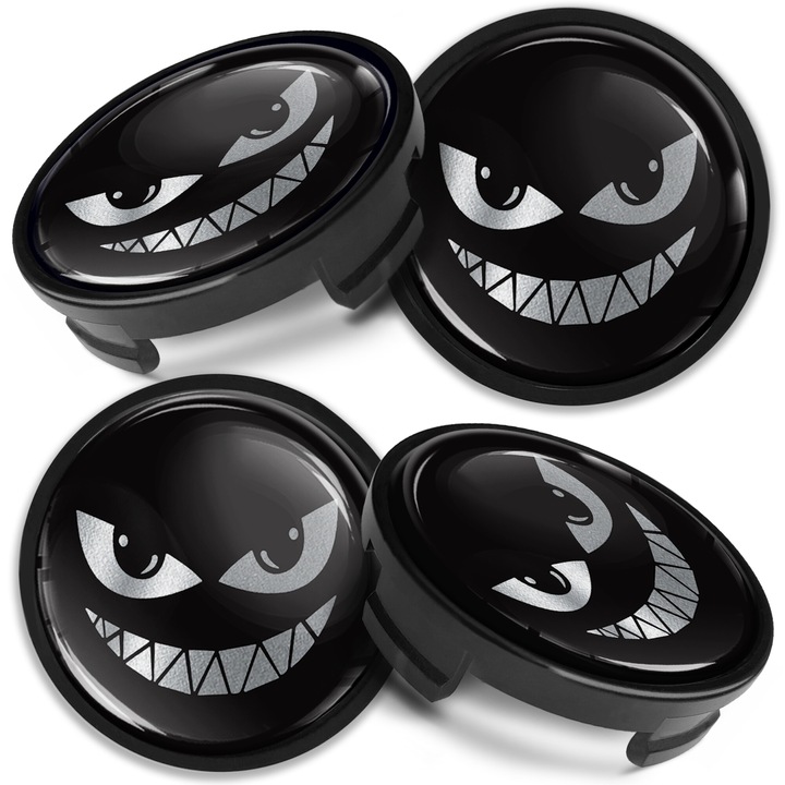 Комплект капачки за джанти SkinoEu, 54 мм, съвместими с алуминиеви джанти за FORD, 6M-21-1003 AA / 6M-21-1003 BA, Черно/сребристо, CF 64, 4бр