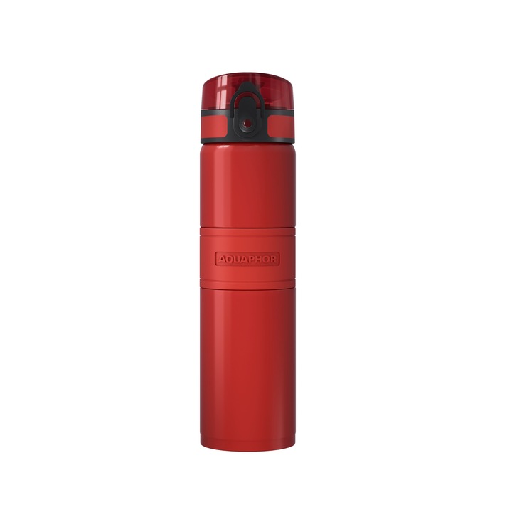 Филтрираща термо бутилка Aquaphor, City COOL, от неръждаема стомана, 500 ml, с филтър, Червен