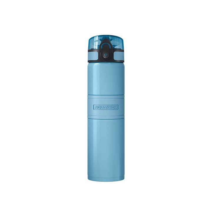 Филтрираща термо бутилка Aquaphor, City COOL, от неръждаема стомана, 500 ml, с филтър, Ледниково синьо
