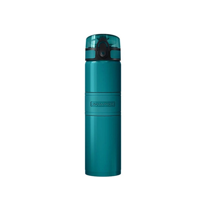 Филтрираща термо бутилка Aquaphor, City COOL, от неръждаема стомана, 500 ml, с филтър, Зелен тюркоаз