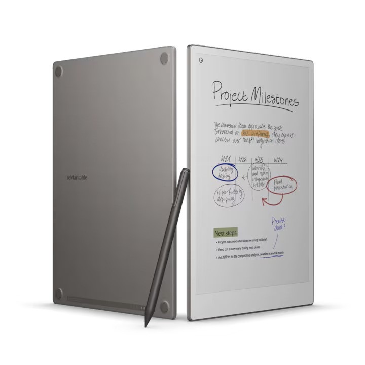 Таблет ePaper reMarkable Paper Pro с включена писалка Marker Plus и накрайници за маркери, платнен цветен дисплей 11,8", четириядрен процесор Cortex-A53 1,8 GHz, 2 GB RAM, 64 GB капацитет, Wi-Fi, сребрист