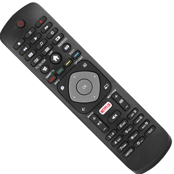 Универсално дистанционно за телевизор, Philips, LCD/LED, Netflix, Parasource®, черно