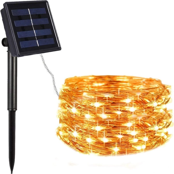Соларни лампи за градина, 200 LED гирлянди, Ip44, 22м, водоустойчиви, за Коледа, парти, сватба и украса на домашни пътеки, топла бяла светлина