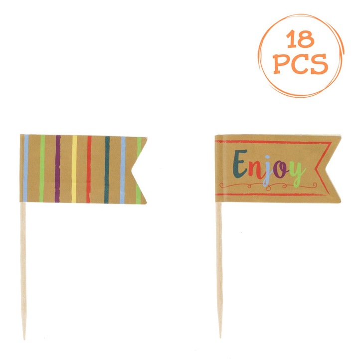 Set Scobitori Decorative, Model Stegulete Kraft, Multicolor, 6.8 cm, 18 Bucati