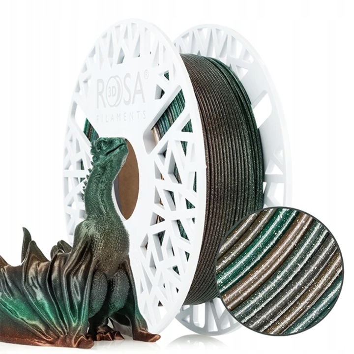 Filament 3D, Rosa3D, Pla Galaxy Curcubeu Terra, 1.75 Mm, Glitter, Usor De Imprimat, Tranzitii Subtile, Obiect Decorativ, Compatibilitate Larga, Imprimare 3D, Performante Ridicate, 0.5 Kg, Multicolor