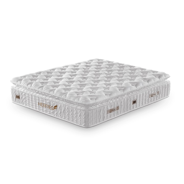 Saltea Hermes, 160x200 cm, arcuri individuale, nivel duritate mediu, 37 cm inaltime, alb