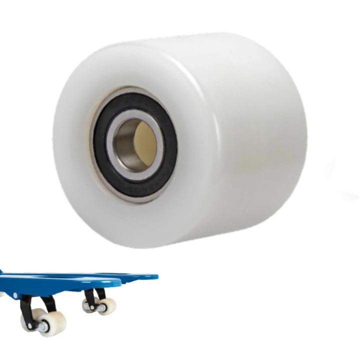 Roata pentru transpalet manual 80x70 mm Handlekraft® Nemarcabila, Rezistenta la ulei, apa si substante chimice, Nylon solid/Alb