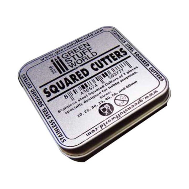 Accesorii pentru baze de figurine, Cutter metalic patrat, Green Stuff World, 7 bucati